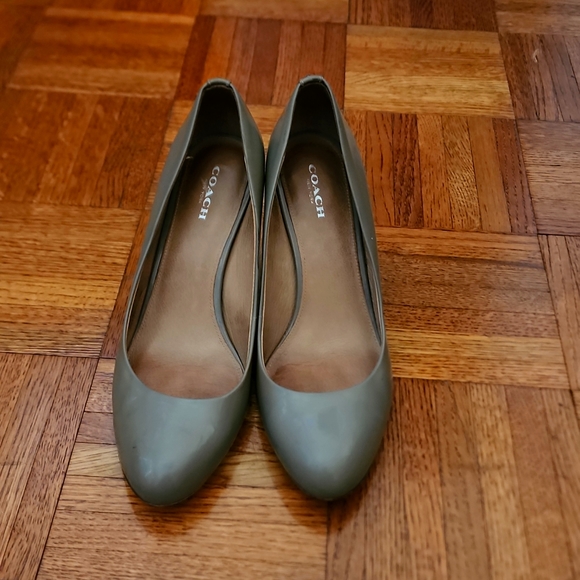 Coach Shoes - Coach patent leather taupe pumps 8.5b